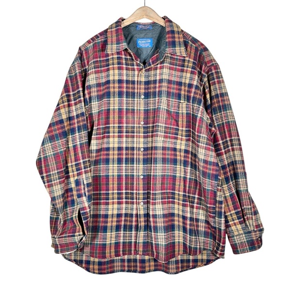 PENDLETON Vintage Plaid Virgin Wool Flannel - Picture 1 of 9